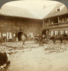 Victoria Hotel, adornado com chifres de rena, em Kongsberg, na áspera Noruega, c1905. de Unbekannt