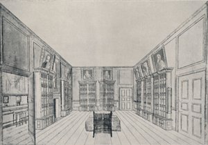 Vista da biblioteca de Samuel Pepyss no edifício de York, 1928 de Unbekannt
