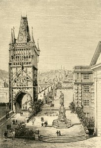 Vista em Praga - a torre da ponte, 1890. de Unbekannt