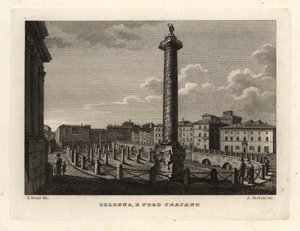 Vista da Coluna de Trajano e do Fórum de Trajano, Colonna e Foro Trajano de Unbekannt