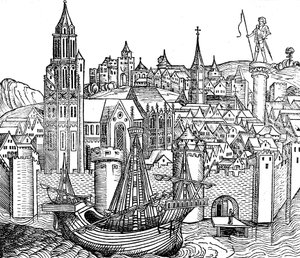 Vista da cidade fortificada, 1493 de Unbekannt