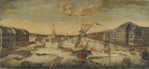 Vista das margens do rio Neva, 1753 de Unbekannt