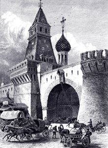 Vista da torre e do arsenal de Nikolskaya em Moscou, ca 1860 de Unbekannt