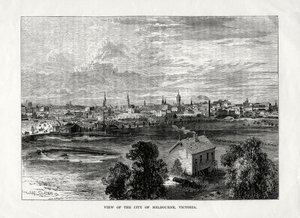 Vista da cidade de Melbourne, Victoria, Austrália, 1877 de Unbekannt