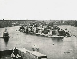 Vista do porto, Valletta, Malta, 1895. de Unbekannt