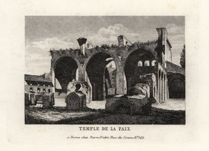 Vista das ruínas do Templo da Paz, Templum Pacis, ou do Fórum da Vespasian, Roma de Unbekannt