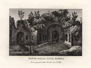 Vista da nascente da ninfa Egeria, Egeria nympheum, Ninfeo d