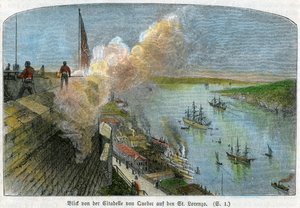 Vista sobre o rio St Lawrence da cidadela de Quebec, Canadá, c1875 de Unbekannt