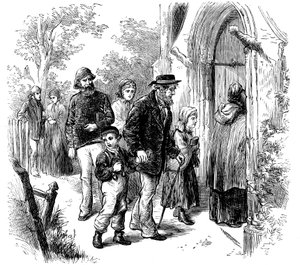 Aldeões indo à igreja no domingo, Londres, 1872 de Unbekannt