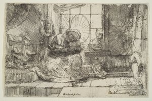 Virgem e Criança com o Gato: e José na Janela, 1654. de Unbekannt