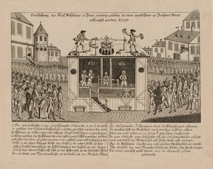 Apresentação da cabeça da máquina em Paris, 1792. de Unbekannt