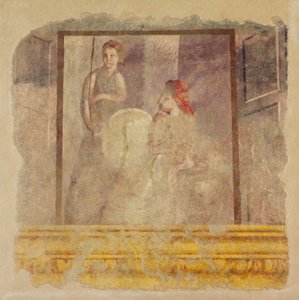 Fragmento de pintura de parede da parede norte do Quarto H da Vila de P. Fannius ..., ca. 50-40 aC de Unbekannt