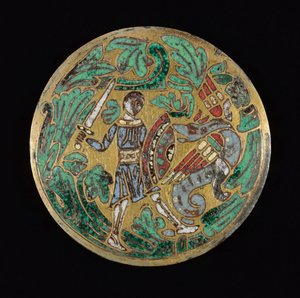 Guerreiro lutando contra um dragão, c. 1170-1180. de Unbekannt