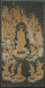 Descida acolhedora de Amida e Bodhisattvas, final do século XIV. de Unbekannt