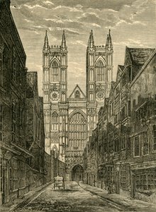 Frente oeste da Abadia de Westminster, da Tothill Street, 1881. de Unbekannt