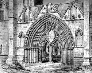 Porta ocidental da Catedral de Elgin, Elgin, Moray, Escócia, 1908-1909 de Unbekannt
