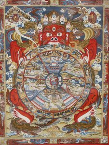 Roda da vida ou roda do Samsara (Mandala). Mosteiro de Kopan, Bhaktapur, Nepal de Unbekannt