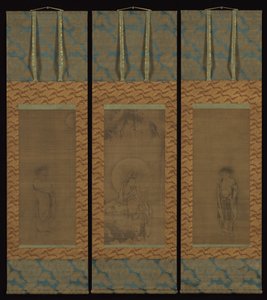 Guanyin de túnica branca com Hanshan e Shide, século XIV. de Unbekannt