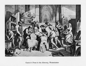Imprensa de William Caxtons na Almonry, Westminster, século XV, século XIX de Unbekannt