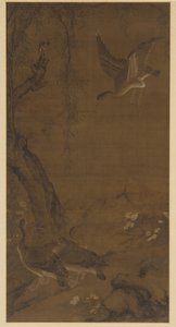 Salgueiro, Gansos e Martim-pescador, dinastia Ming, século XVI. de Unbekannt