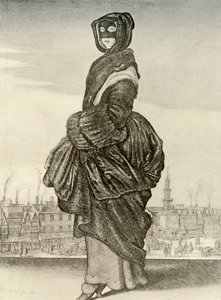 Inverno - vestido de inverno para mulher inglesa, reinado de Carlos I, c1620-1640, 1937 de Unbekannt