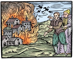 Bruxas destruindo uma casa pelo fogo - Suábia, 1533 de Unbekannt