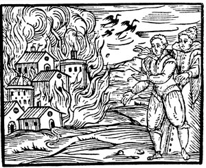 Bruxas destruindo uma casa pelo fogo - Suábia, 1533 de Unbekannt