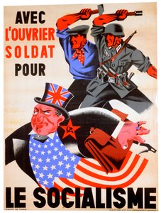 Com o trabalhador e soldado do socialismo, cartaz belga de propaganda pró-nazista, c1941-1944