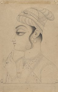 Mulher com uma flauta e vestida como Krishna, meados do século XVIII. de Unbekannt