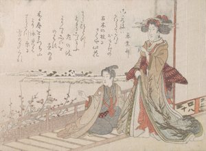 Mulher e jovem em uma varanda, 1806. de Unbekannt
