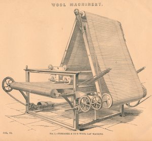 Máquinas de lã: Ferrabee & Co.s Wool Lap Machine, c1880 de Unbekannt