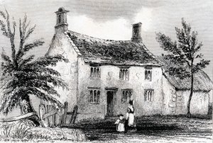 Woolsthorpe Manor, perto de Grantham, Lincolnshire, local de nascimento de Sir Isaac Newton, 1840 de Unbekannt