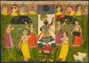 Adoração de Shri Nathji, ca. 1700. de Unbekannt