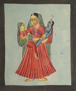Yasoda segurando Krishna e Radha, de 1800. de Unbekannt