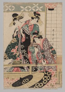 Mulheres de Yoshiwara, olhando para a rua na primavera, 1753-1806. de Unbekannt