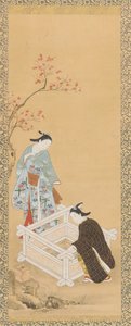 Jovem e uma donzela perto de um poço, período Edo, 1615-1868. de Unbekannt