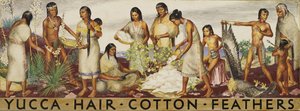 Yucca, cabelo, algodão, estudo mural de penas, ca. 1933-1943. de Unbekannt