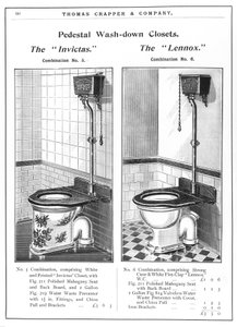 modelos de sanitários com pedestal, equipados com autoclismo de Unbekannt