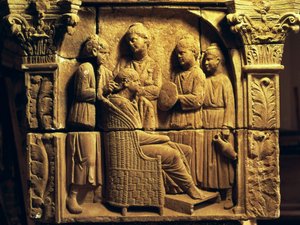 Baixo-relevo de um cabeleireiro, romano, século c.2 de Unbekannt Unbekannt