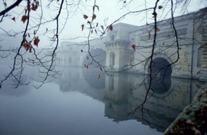 Ponte, sobre, a, lago, blenheim, palácio, oxfordshire, construído, c.1705-24, século de Unbekannt Unbekannt