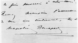 Caligrafia e Assinatura de Napoleão Bonaparte (1769-1821) (caneta e tinta no papel) de Unbekannt Unbekannt