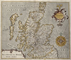 Mapa do Reino da Escócia, século 17 Scotia Regnum