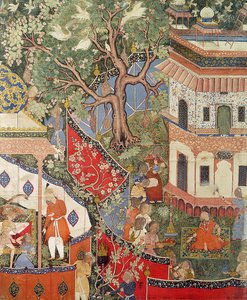 Rustam descobre a garota que traiu seu amor a Mihr Afruz, do &39;Hamzanama&39; (Livro de Hamza) da Índia ou do Paquistão, c.1562-77 (wc opaco sobre algodão) de Unbekannt Unbekannt