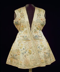 Casaco de Cauda de Cetim Bordado com Seda em Ponto de Cadeia, Norte da Índia (Mughal), Ist metade do século XVII (cetim e seda) de Unbekannt Unbekannt