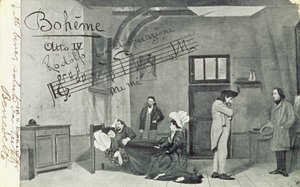 Cena do Ato IV da ópera &39;La Boheme&39;, de Giacomo Puccini (1858-1924) (foto bw) de Unbekannt Unbekannt