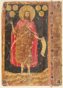 São João Batista com Florins de Ouro, da capa das Constituições e Estatutos da Guilda das Moedas, c.1380 de Unbekannt Unbekannt