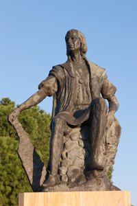 Estátua de Christopher Columbus no monastério de Rabida do La, província de Huelva, a Andaluzia, Spain do sul. de Unbekannt Unbekannt