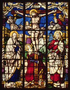 A Crucificação, vitral, provavelmente da Abadia de Altenberg, perto de Colônia, talvez projetada pelo Pintor conhecido como Mestre do Sagrado Membro, c.1500 de Unbekannt Unbekannt