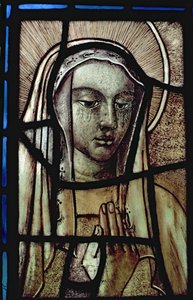 A cabeça da Virgem Maria, restaurada, britânica, século XIII de Unbekannt Unbekannt