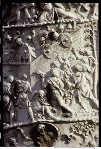 Coluna de Trajans, construída para celebrar a vitória sobre os Dacians, possivelmente projetada por Apolodoro de Damasco, 113 dC (detalhe) de Unbekannt Unbekannt